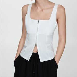 Mango White Zip Corset Top